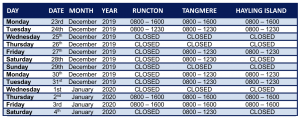 Woodhorn Opening hours for Christmas and New Year